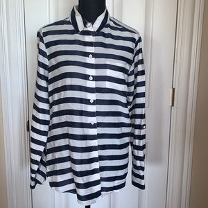 Navy stripe‎ Foxcroft shirt